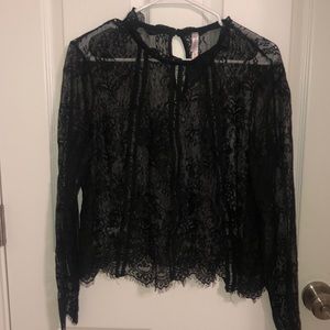 Black lace sheer Long Sleeve